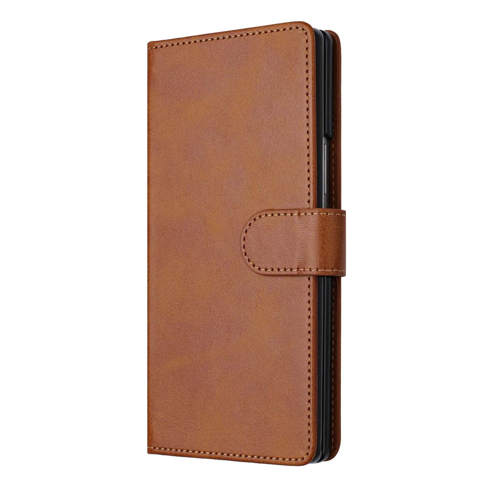 For Samsung Galaxy Z Fold7 5G Wallet Case RFID Blocking Calf Texture Leather Stand Phone Cover with Strap - Brown - Image 3