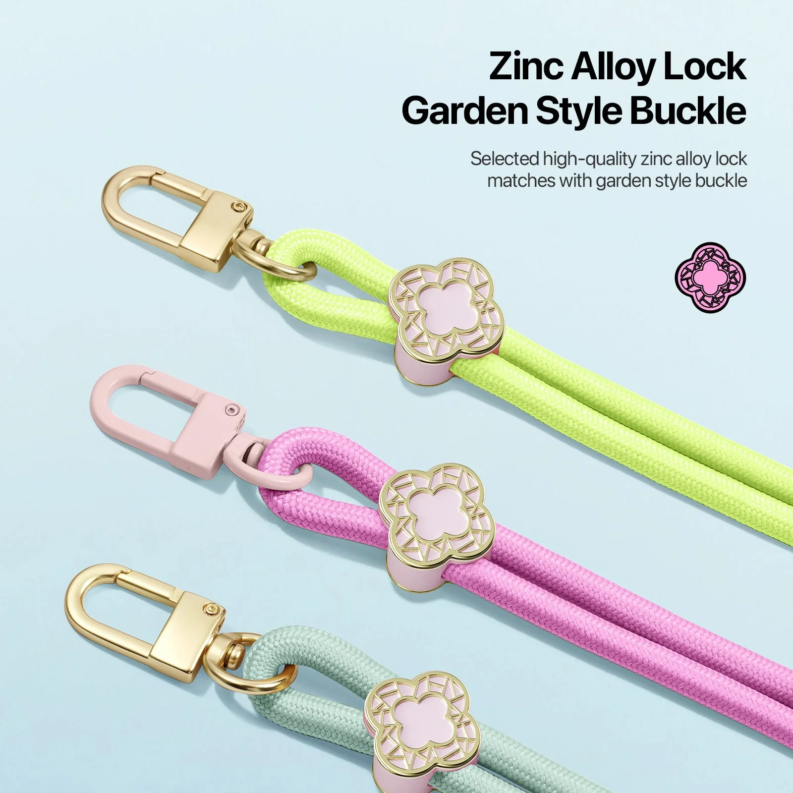 For Universal DUX DUCIS Garden Series Phone Lanyard Adjustable Neck Strap with Begonia Pattern - Light Green - Image 4