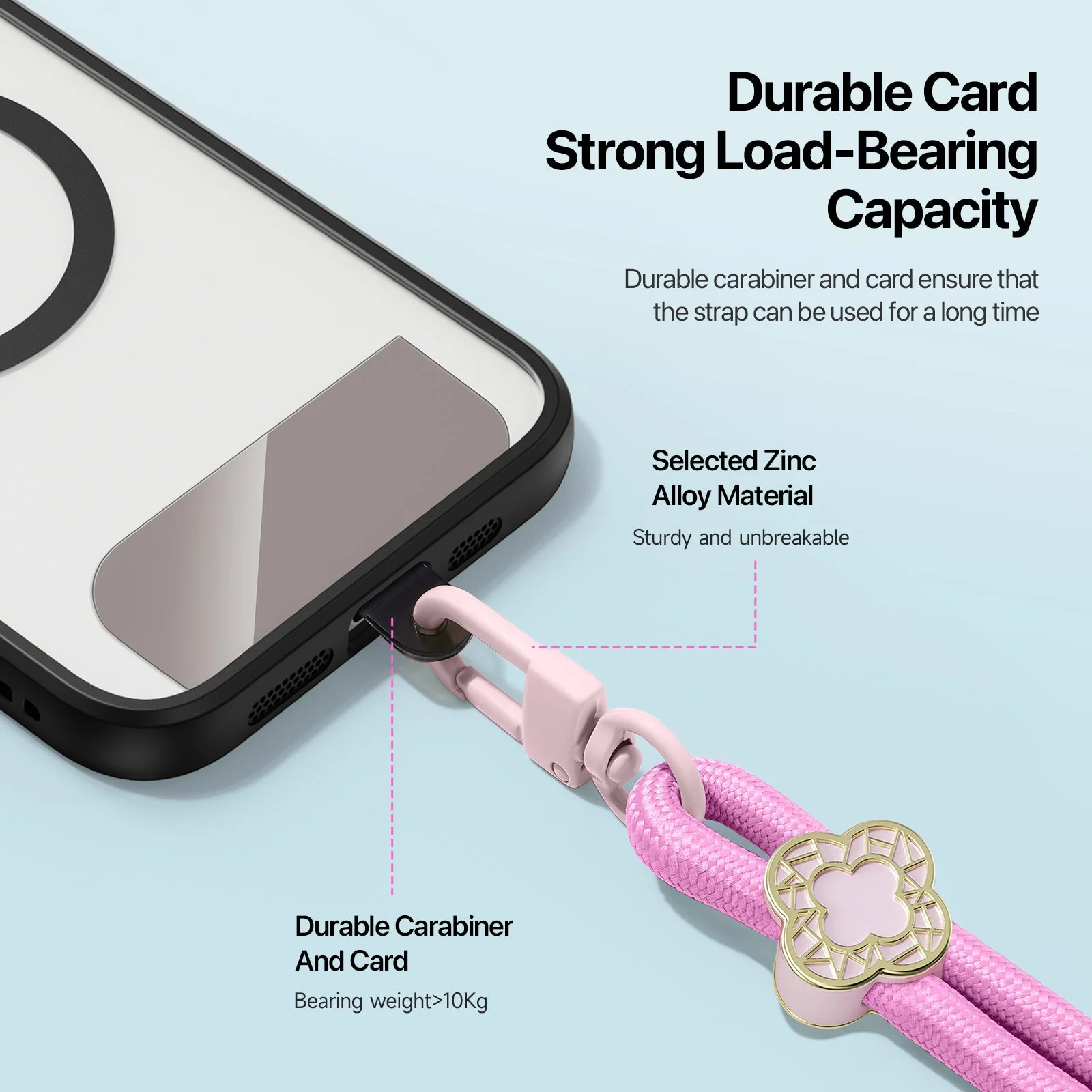 For Universal DUX DUCIS Garden Series Phone Lanyard Adjustable Neck Strap with Begonia Pattern - Pink - Image 7