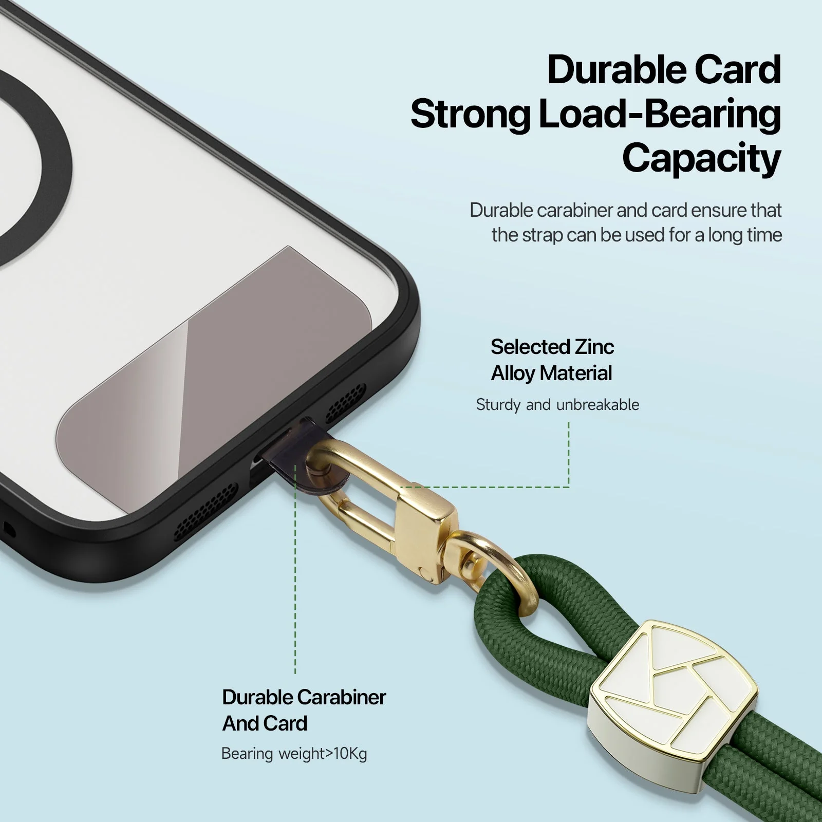 For Universal DUX DUCIS Garden Series Phone Lanyard Adjustable Neck Strap with Ice Crack Pattern - Army Green - Image 7
