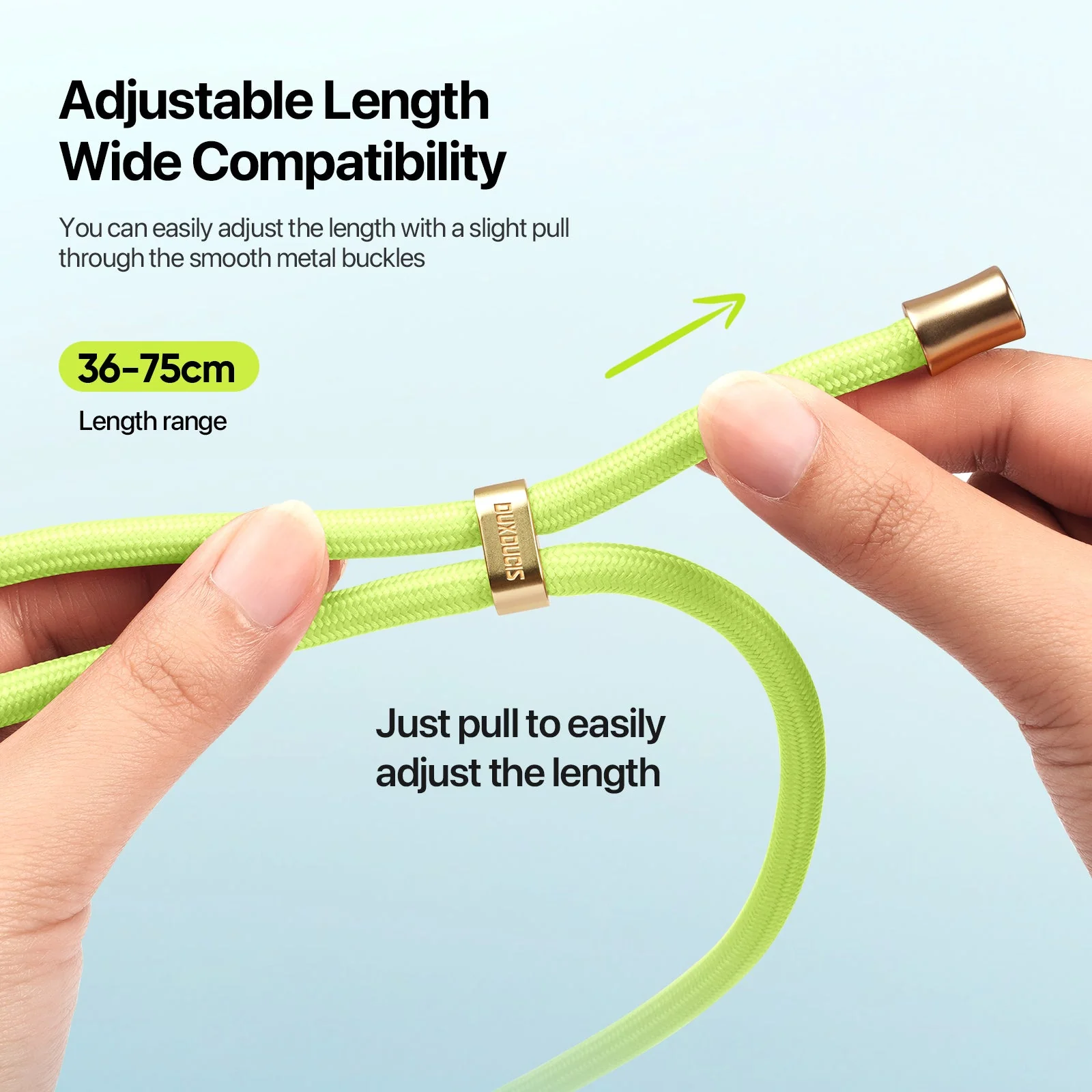 For Universal DUX DUCIS Garden Series Phone Lanyard Adjustable Neck Strap with Ice Crack Pattern - Green Yellow - Image 5
