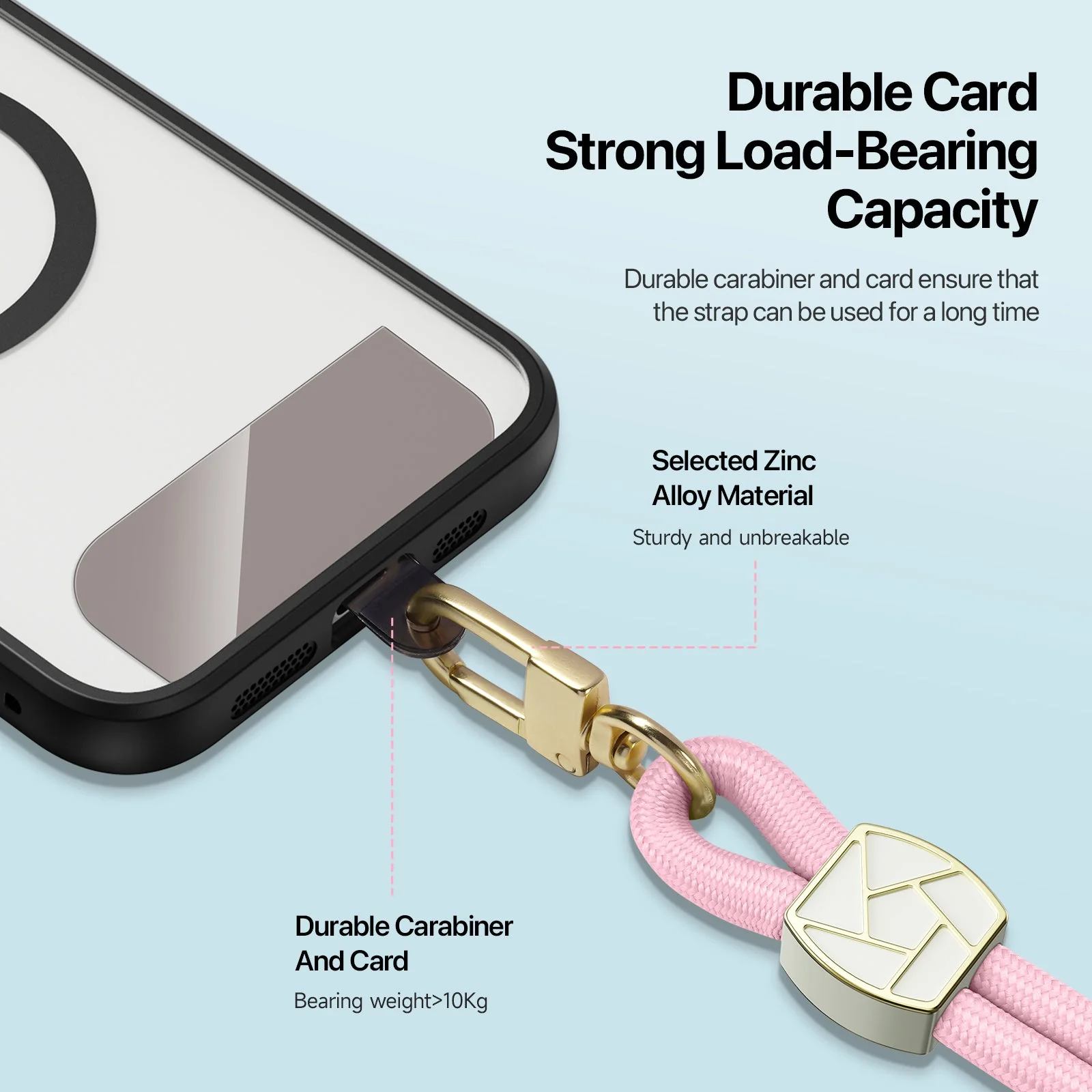 For Universal DUX DUCIS Garden Series Phone Lanyard Adjustable Neck Strap with Ice Crack Pattern - Light Pink - Image 7