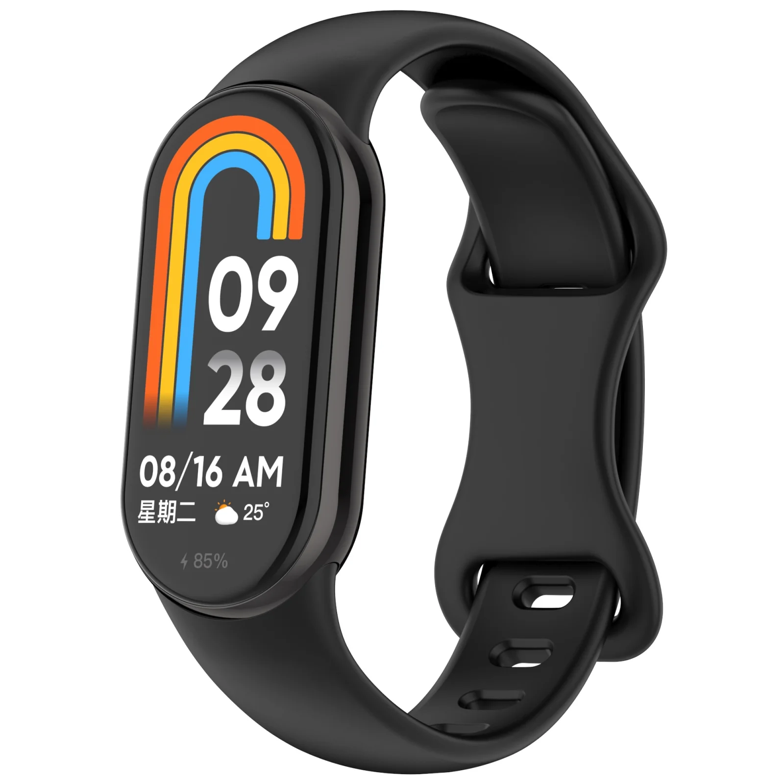 For Xiaomi Smart Band 10 / 9 / 8 Splayed Tail Reverse Buckle Silicone Watch Band(Black)