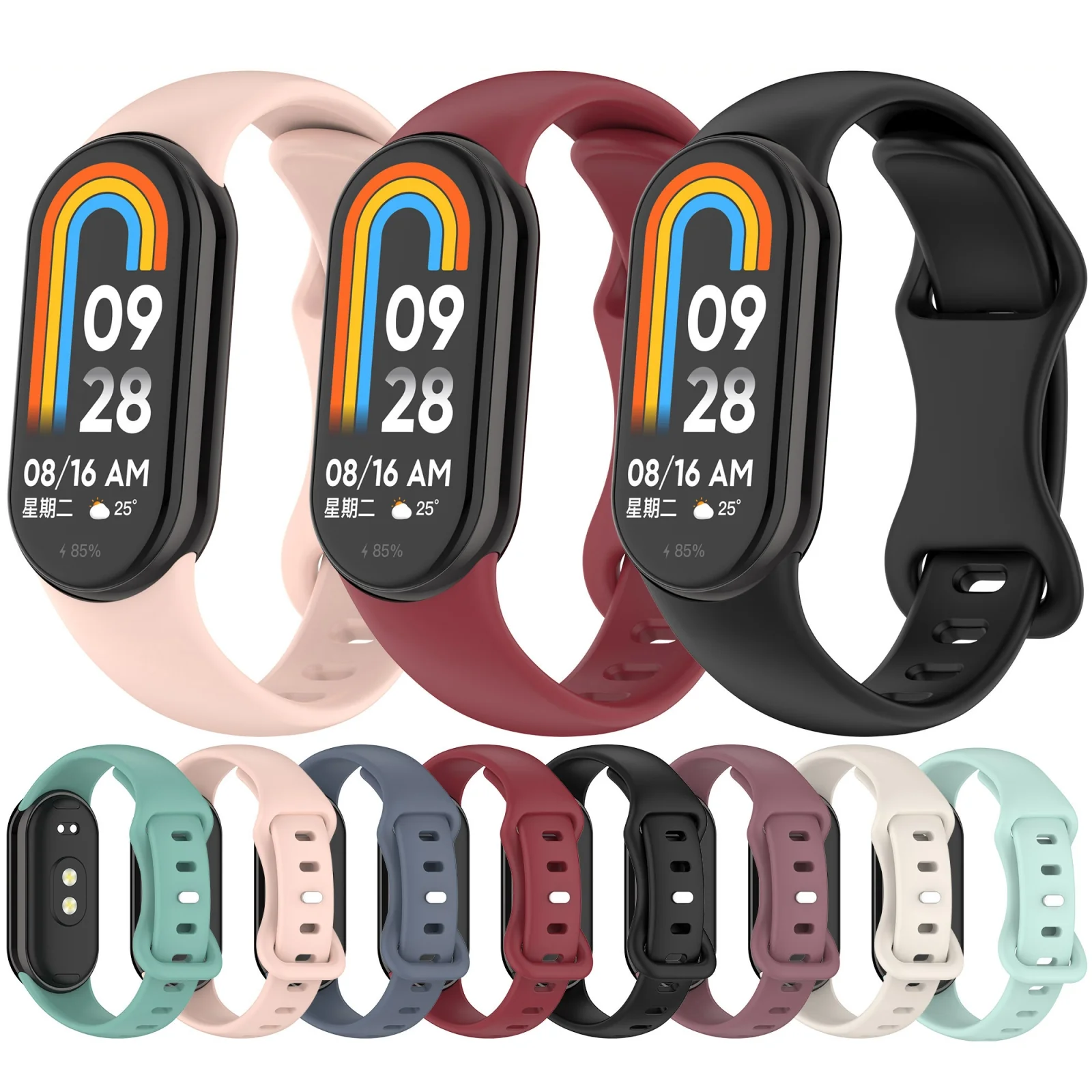 For Xiaomi Smart Band 10 / 9 / 8 Splayed Tail Reverse Buckle Silicone Watch Band(Black) - Image 5