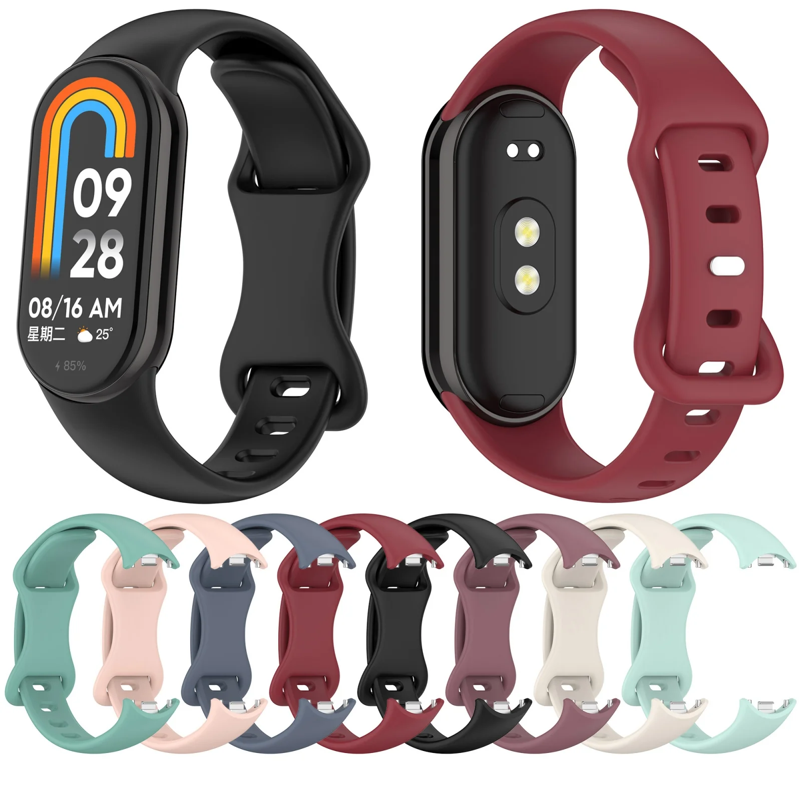 For Xiaomi Smart Band 10 / 9 / 8 Splayed Tail Reverse Buckle Silicone Watch Band(Black) - Image 6