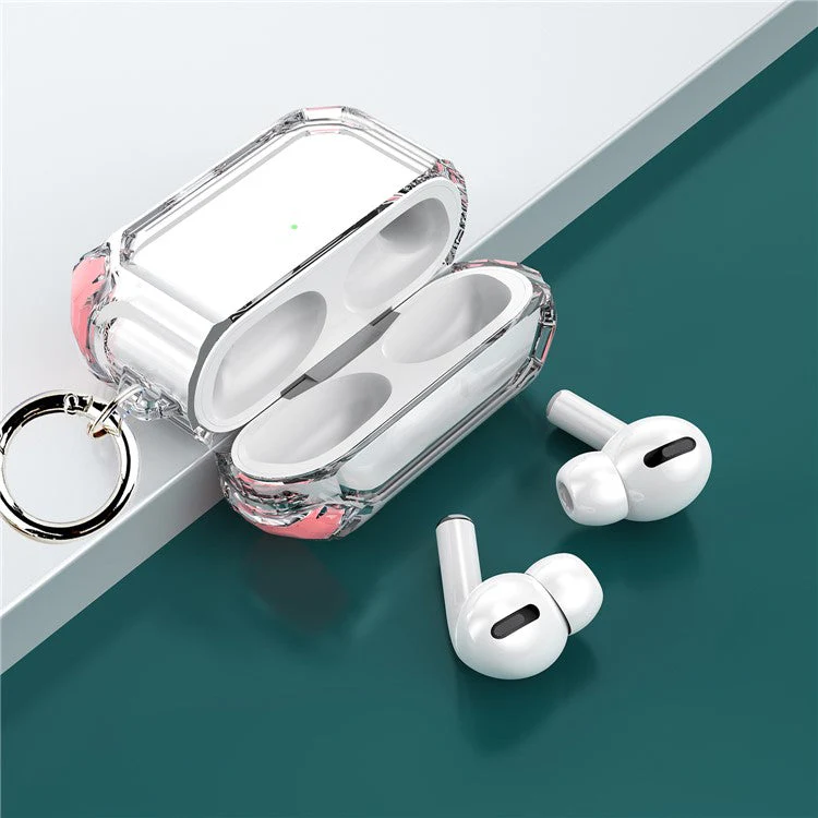 Four-corner Anti-Drop Clear TPU Protective Case Cover for AirPods Pro - Pink - Image 4