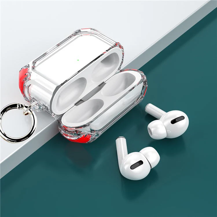 Four-corner Anti-Drop Clear TPU Protective Case Cover for AirPods Pro - Red - Image 4