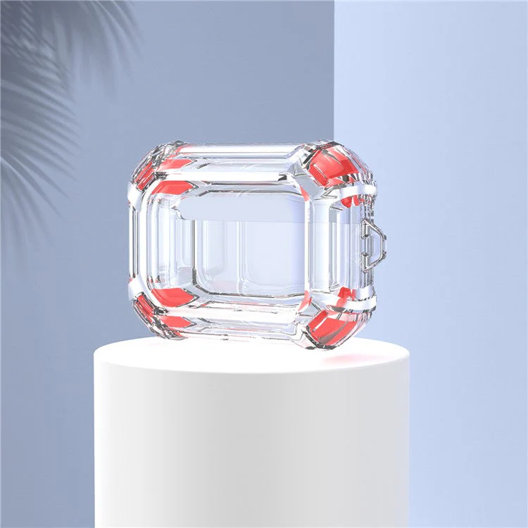 Four-corner Anti-Drop Clear TPU Protective Case Cover for AirPods Pro - Red - Image 6