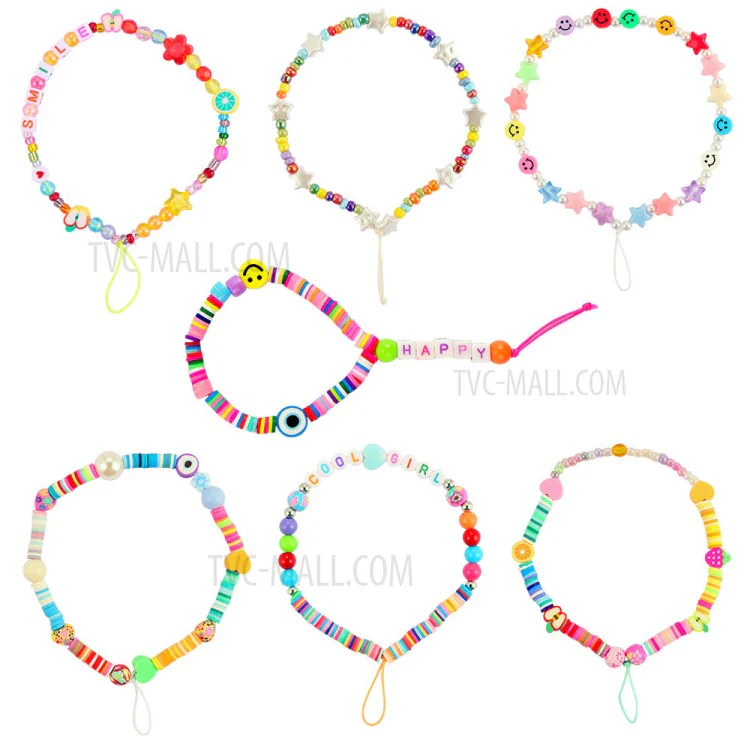 Fruit Letter Polymer Clay Beads Chain Cell Phone Lanyard Colorful Beaded Mobile Phone Strap Telephone Charm - B16-0103 - Image 2