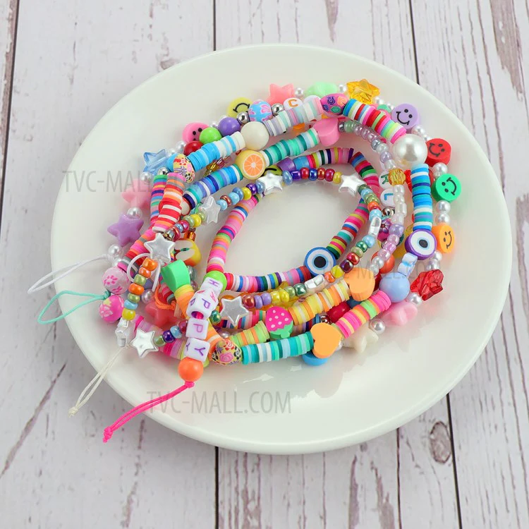 Fruit Letter Polymer Clay Beads Chain Cell Phone Lanyard Colorful Beaded Mobile Phone Strap Telephone Charm - B16-0203 - Image 5