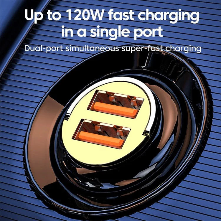 G22S 12-24V 240W Dual USB Phone Fast Charging Adapter Zinc Alloy Car Charger with 100W 3-in-1 Cable - Image 5