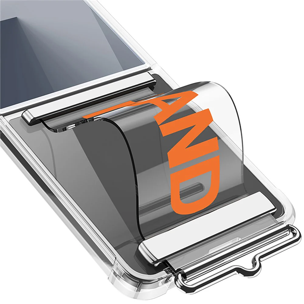 GKK For Samsung Galaxy Z Flip7 5G Case Air Cushion Strap Kickstand Soft TPU PC Phone Cover - Transparent Black - Image 4