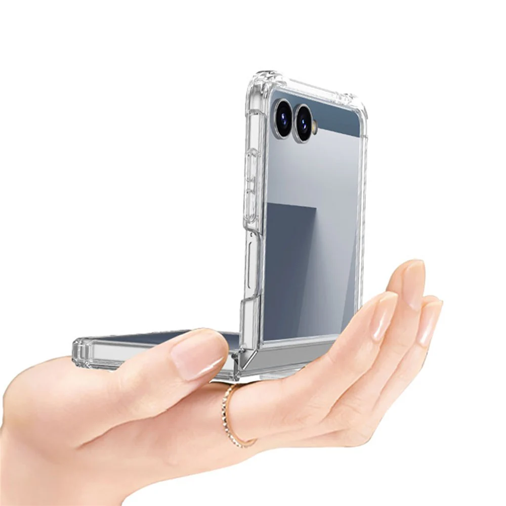 GKK For Samsung Galaxy Z Flip7 5G Case Airbag Anti Drop TPU + Tempered Glass Phone Cover - Transparent Pink - Image 3