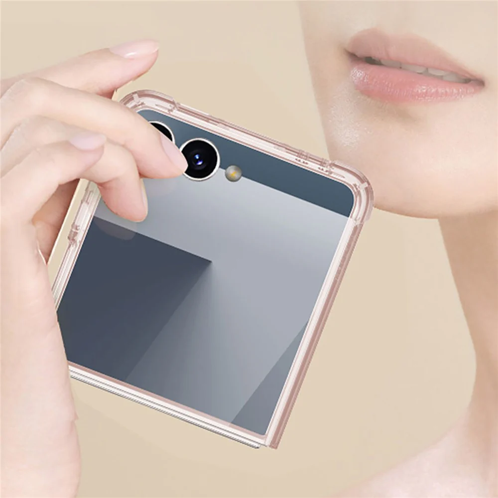 GKK For Samsung Galaxy Z Flip7 5G Case Airbag Anti Drop TPU + Tempered Glass Phone Cover - Transparent Purple - Image 4