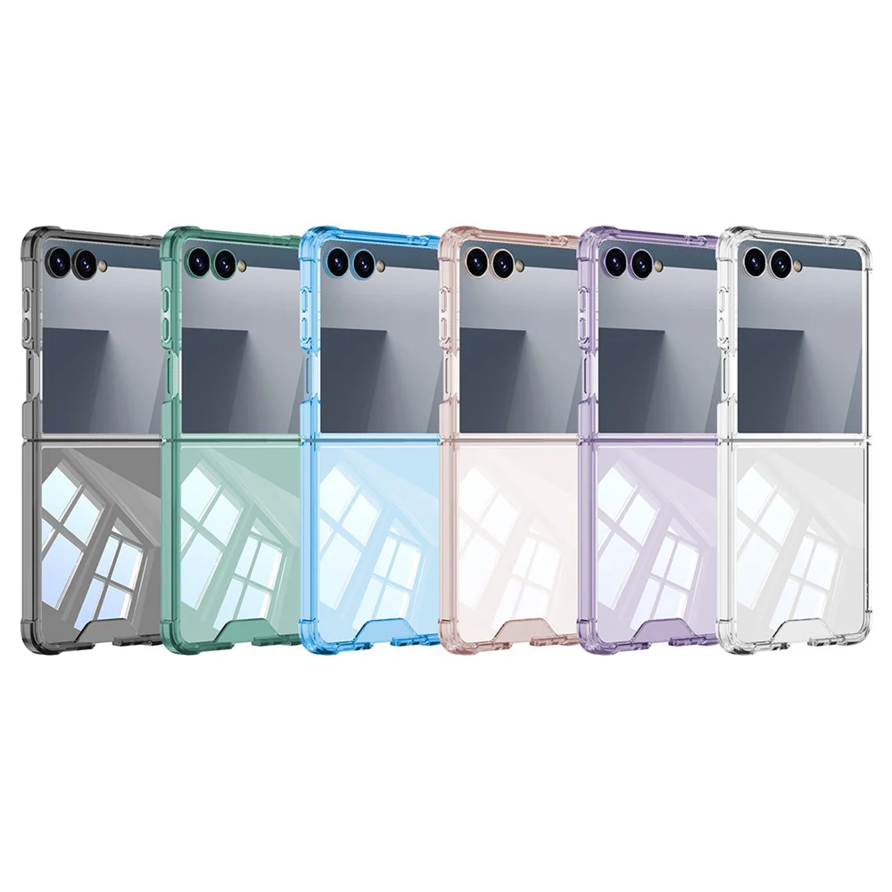 GKK For Samsung Galaxy Z Flip7 5G Case Airbag Anti Drop TPU + Tempered Glass Phone Cover - Transparent Purple - Image 7