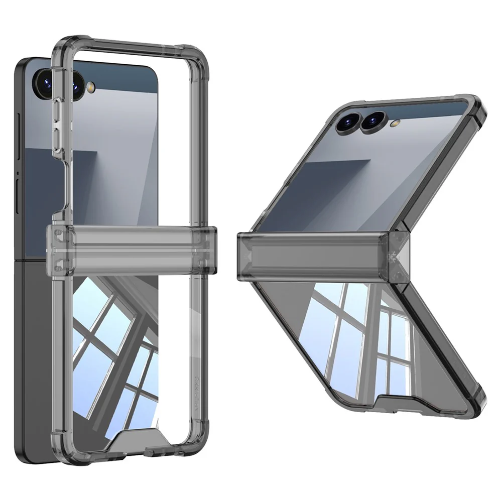 GKK For Samsung Galaxy Z Flip7 5G Case Airbag Hinge Protection Shockproof TPU Phone Cover - Transparent Black