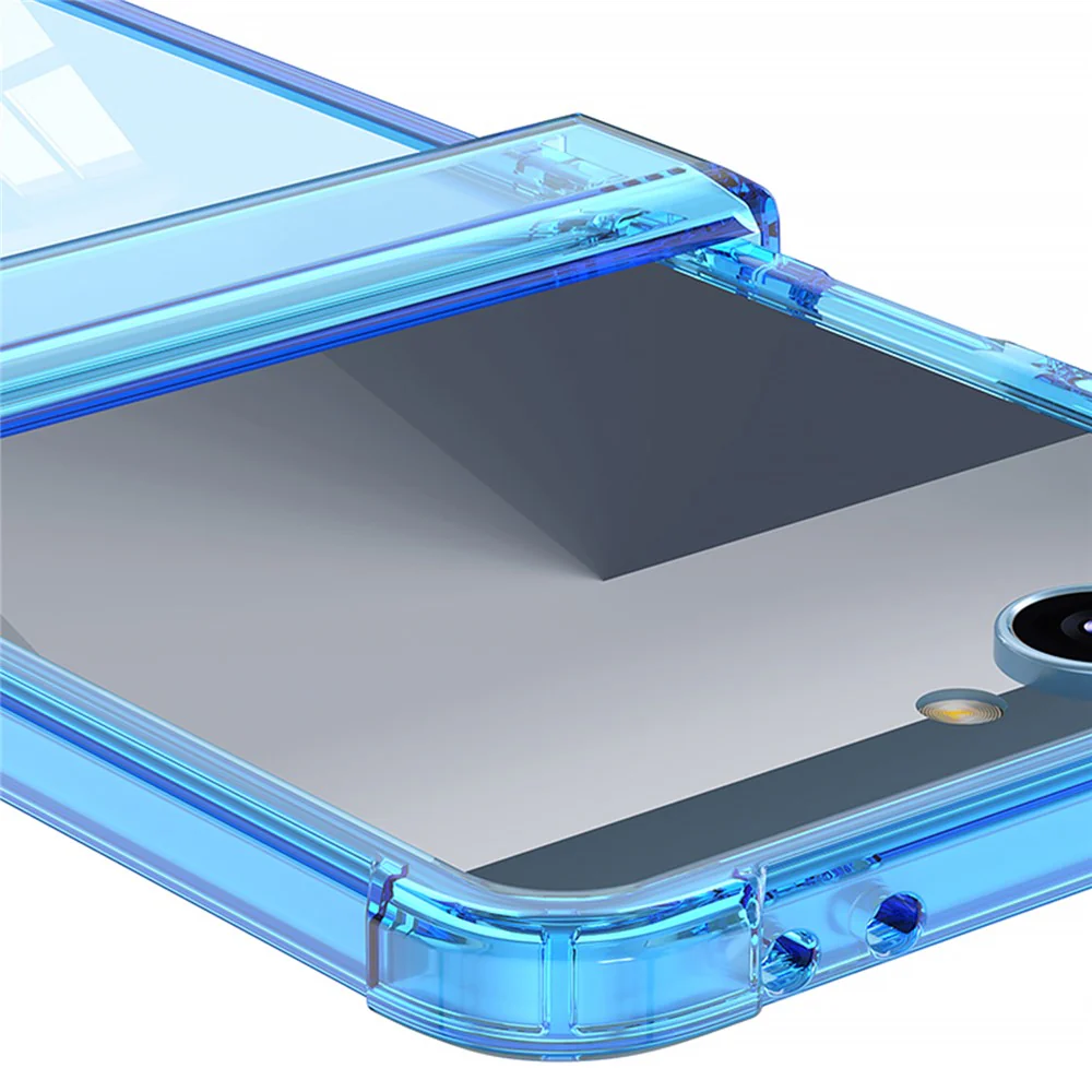 GKK For Samsung Galaxy Z Flip7 5G Case Airbag Hinge Protection Shockproof TPU Phone Cover - Transparent Blue - Image 4