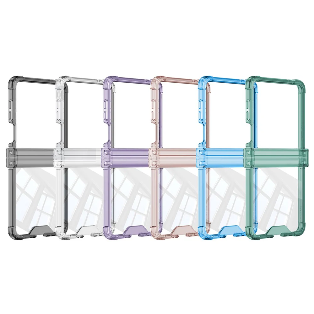 GKK For Samsung Galaxy Z Flip7 5G Case Airbag Hinge Protection Shockproof TPU Phone Cover - Transparent Blue - Image 7