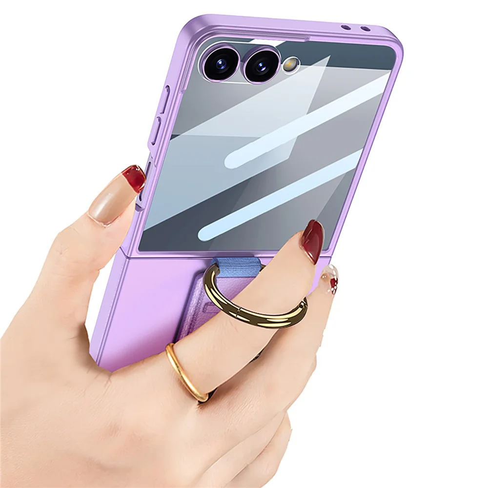 GKK For Samsung Galaxy Z Flip7 5G Case Folding Wristband Phone Cover with HD Screen Protector - Green - Image 4