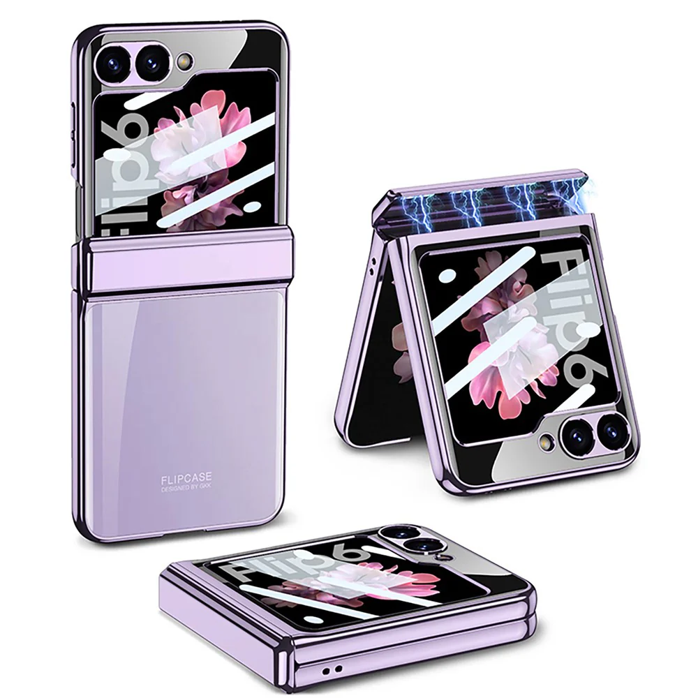 GKK For Samsung Galaxy Z Flip7 5G Case Hinge Protection PC Tempered Glass Clear Phone Back Cover - Black - Image 4