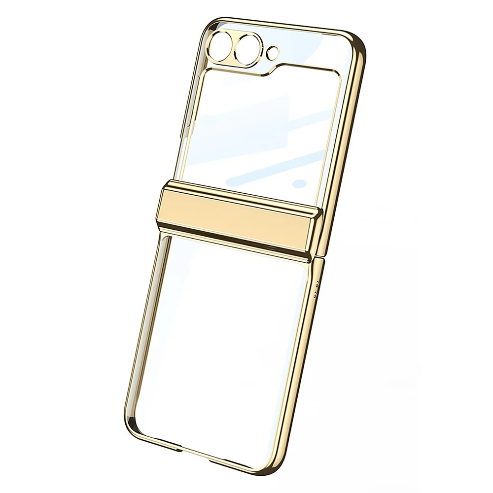 GKK For Samsung Galaxy Z Flip7 5G Case Hinge Protection PC Tempered Glass Clear Phone Back Cover - Champagne Gold - Image 3