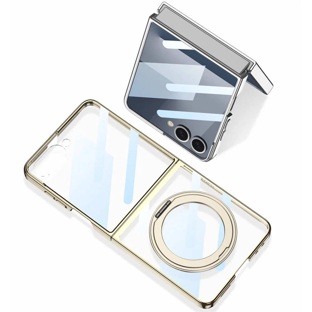 GKK For Samsung Galaxy Z Flip7 5G Case Kickstand Hard PC Phone Back Cover with Screen Film - Silver - Image 7
