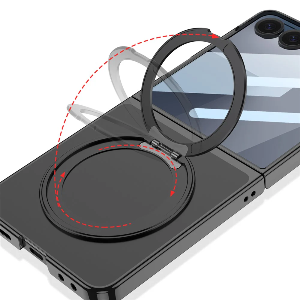 GKK For Samsung Galaxy Z Flip7 5G Case Kickstand Hard PC Phone Back Cover with Screen Film - Transparent - Image 5