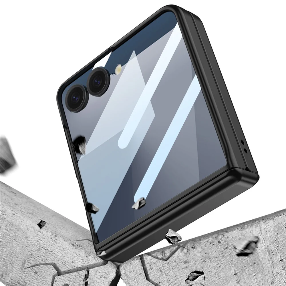 GKK For Samsung Galaxy Z Flip7 5G Case Kickstand Magnetic Hinge Protection PC Phone Cover with HD Rear Screen Protector - Silver - Image 6