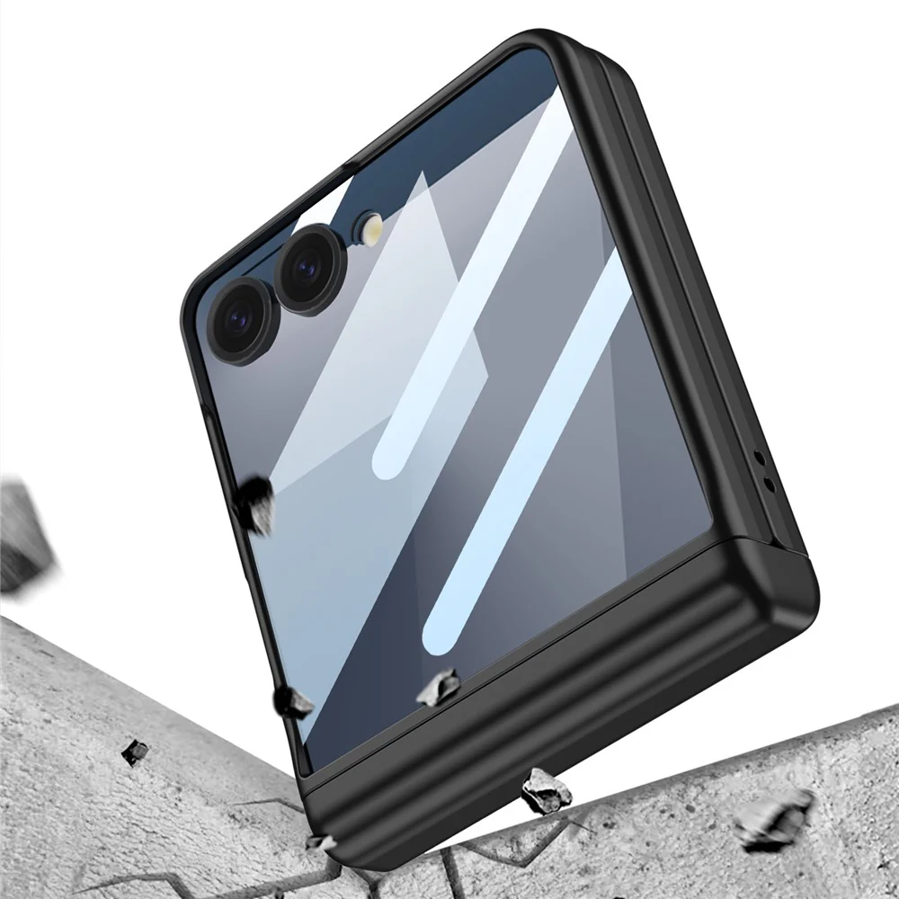 GKK For Samsung Galaxy Z Flip7 5G Case Magnetic Hinge Phone Cover with Front Screen Film and Pen - Black - Image 3