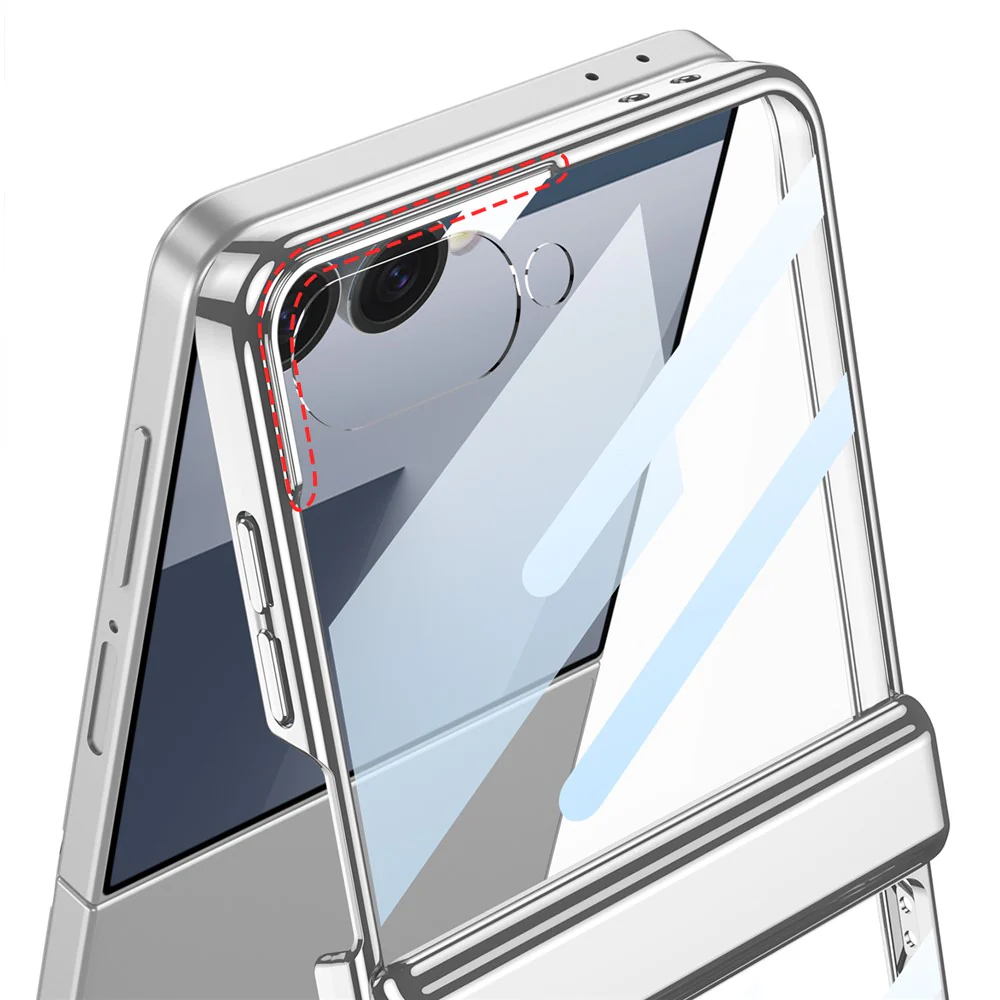 GKK For Samsung Galaxy Z Flip7 5G Case Magnetic Hinge Protection PC Tempered Glass Kickstand Phone Cover - Blue - Image 3