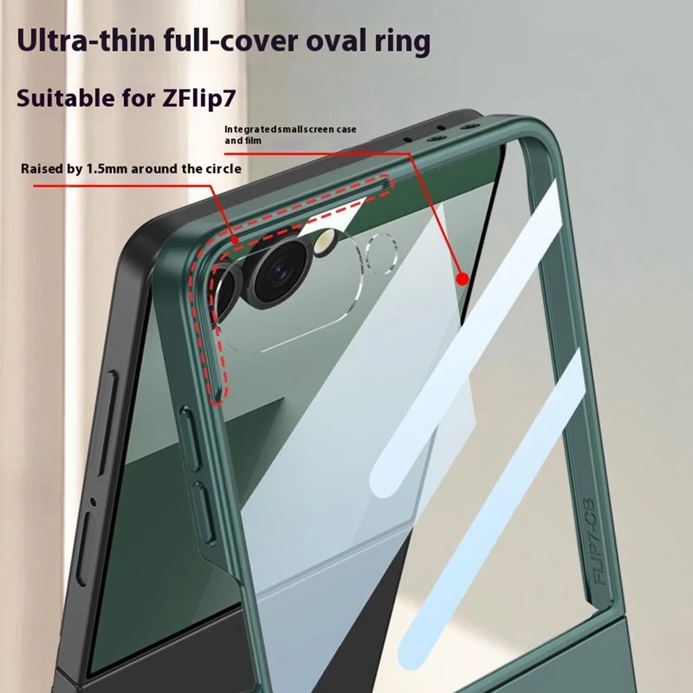 GKK For Samsung Galaxy Z Flip7 5G Case Oval Kickstand Hard PC Phone Back Cover with Small Film - Black - Image 6
