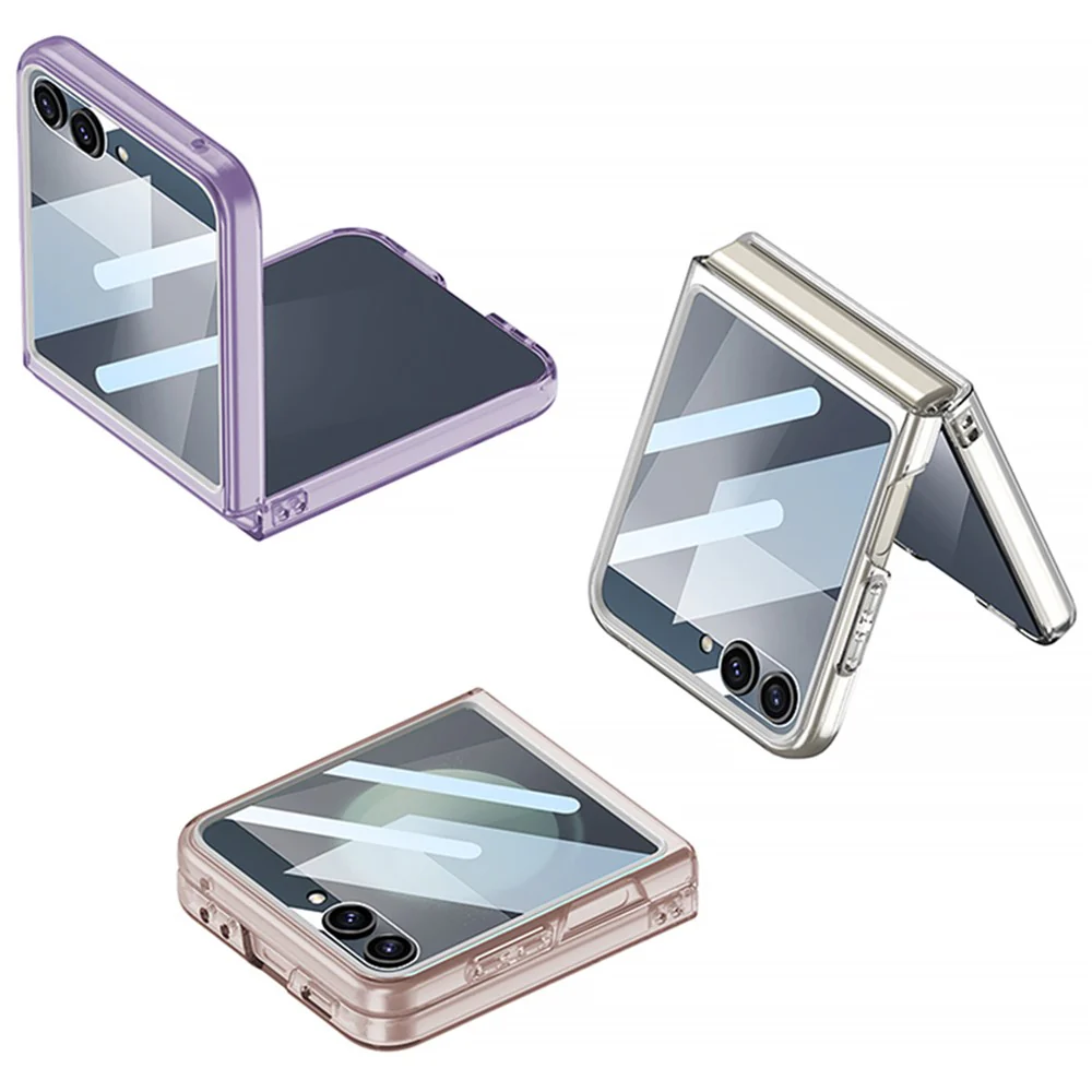 GKK For Samsung Galaxy Z Flip7 5G Case PC + Tempered Glass Protective Phone Cover - Transparent Black - Image 8