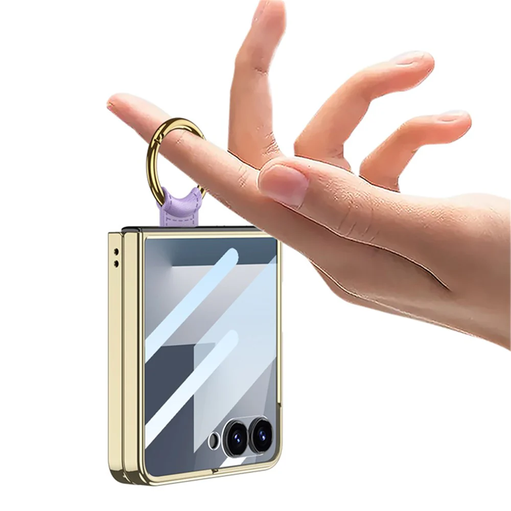 GKK For Samsung Galaxy Z Flip7 5G Case Rhombic Pattern PU Leather Back Cover with Ring Holder / Small Screen Film - Green - Image 5