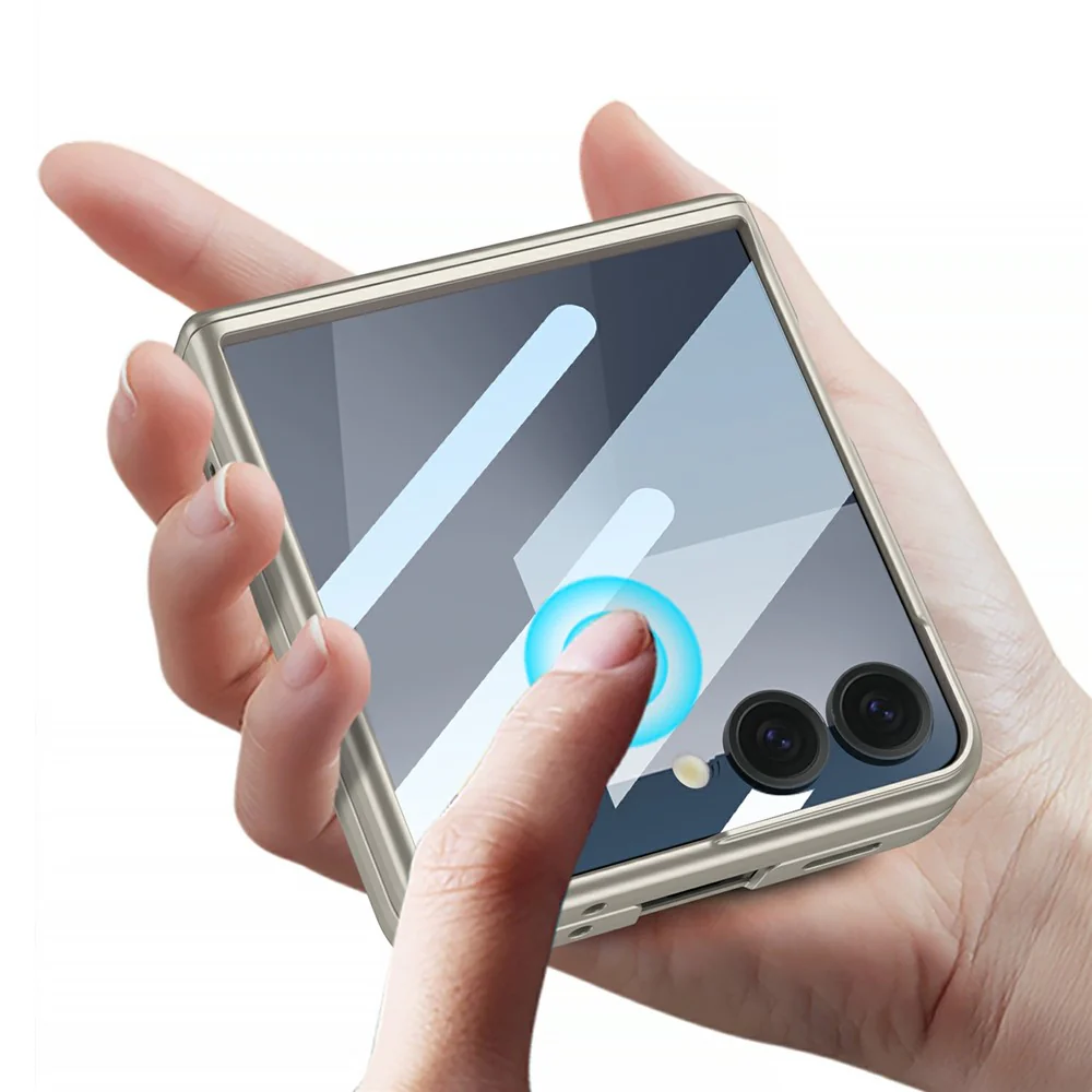 GKK For Samsung Galaxy Z Flip7 5G Case with Clear Screen Film Magnetic Hinge Protection Phone Cover - Titanium Grey - Image 4