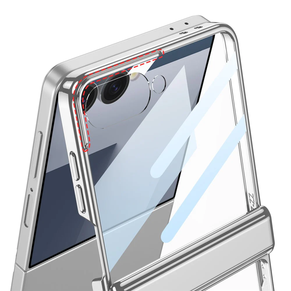 GKK For Samsung Galaxy Z Flip7 5G Case with Kickstand Magnetic Hinge Protection PC Tempered Glass Phone Cover - Black - Image 6
