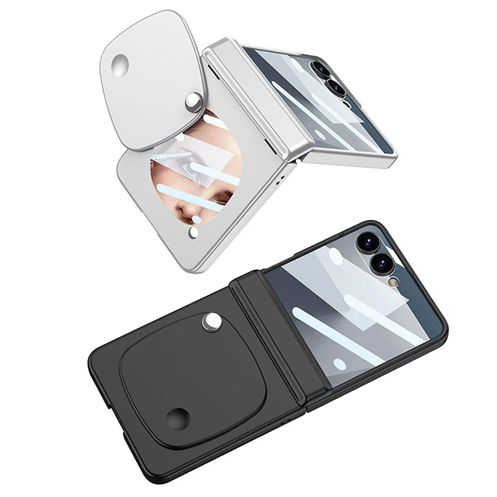 GKK For Samsung Galaxy Z Flip7 5G Case with Mirror Magnetic Folding Hinge PC Tempered Glass Phone Cove - Black - Image 7