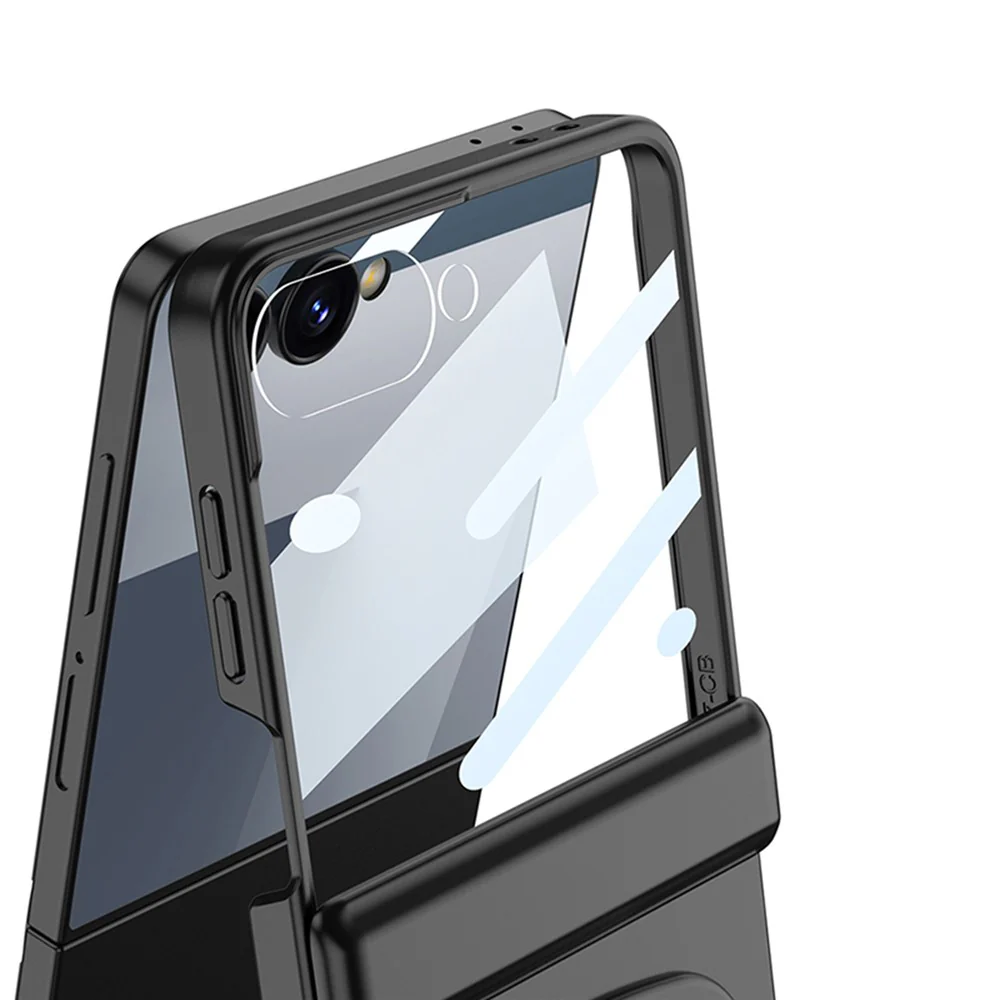 GKK For Samsung Galaxy Z Flip7 5G Case with Mirror Magnetic Folding Hinge PC Tempered Glass Phone Cove - Purple - Image 5