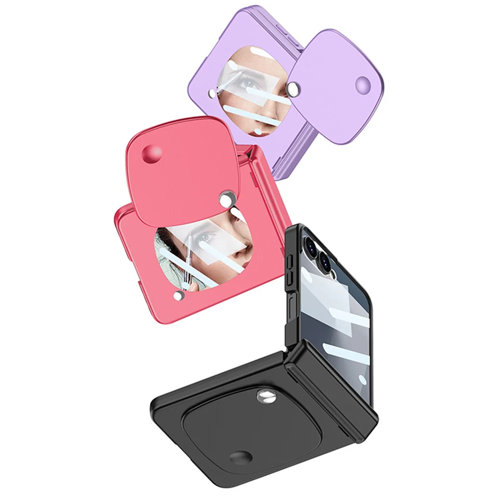 GKK For Samsung Galaxy Z Flip7 5G Case with Mirror Magnetic Folding Hinge PC Tempered Glass Phone Cove - Silver - Image 2