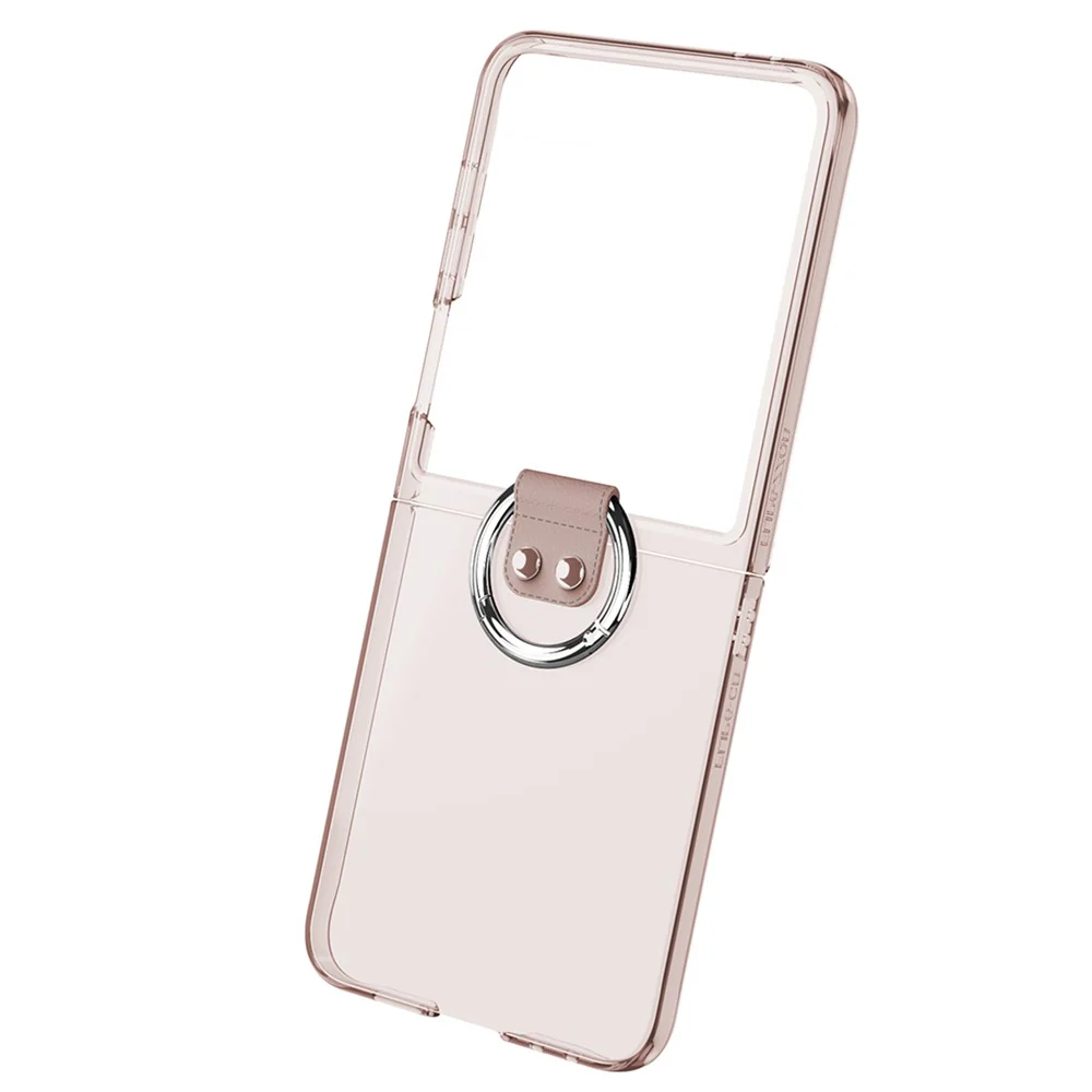 GKK For Samsung Galaxy Z Flip7 5G Case with Ring Holder PC + Tempered Glass Phone Cover - Transparent - Image 3