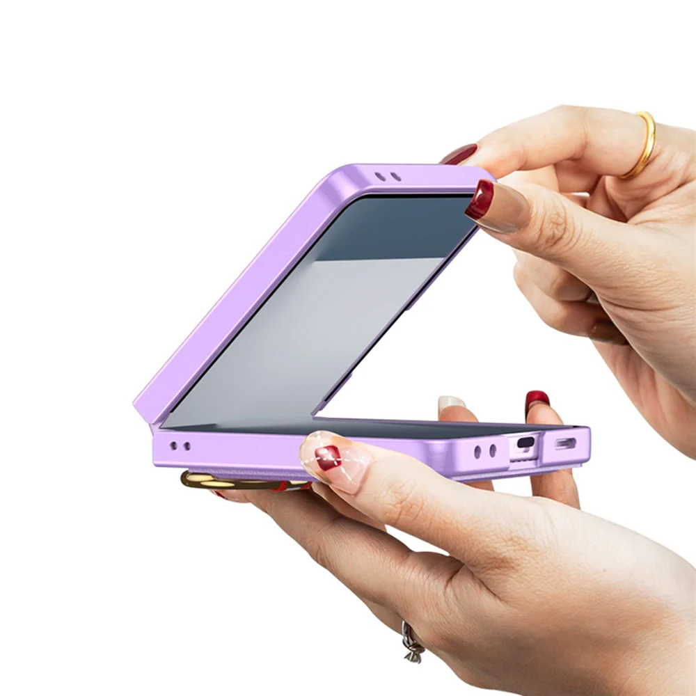 GKK For Samsung Galaxy Z Flip7 5G Case with Ring Kickstand / Card Holder PC Phone Back Cover - Titanium Grey - Image 3