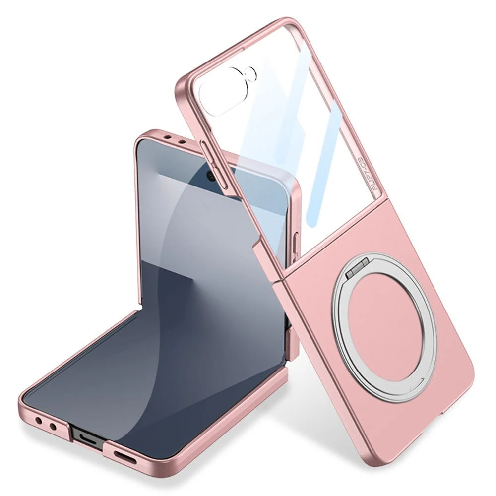 GKK For Samsung Galaxy Z Flip7 5G Case with Screen Film Kickstand Hard PC Phone Back Cover - Pink