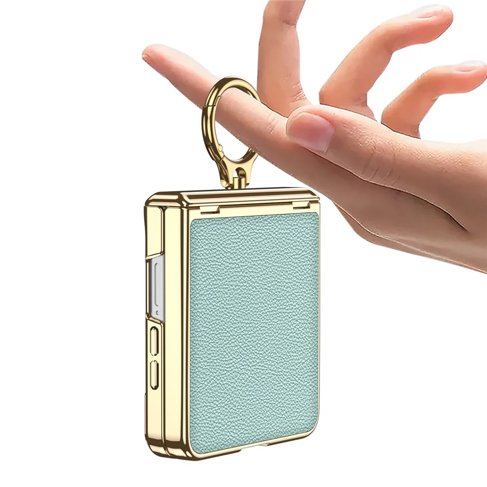GKK For Samsung Galaxy Z Flip7 5G Kickstand Case Electroplating Magnetic Hinge Protection PU PC Tempered Glass Phone Cover - Blue - Image 5