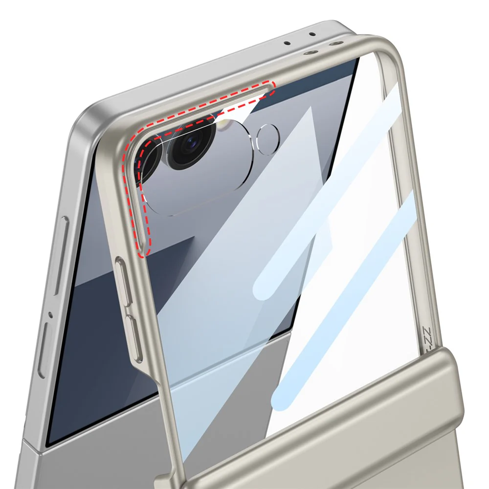 GKK For Samsung Galaxy Z Flip7 5G Kickstand Case Magnetic Hinge Protection PC + Tempered Glass Phone Cover - Grey - Image 4
