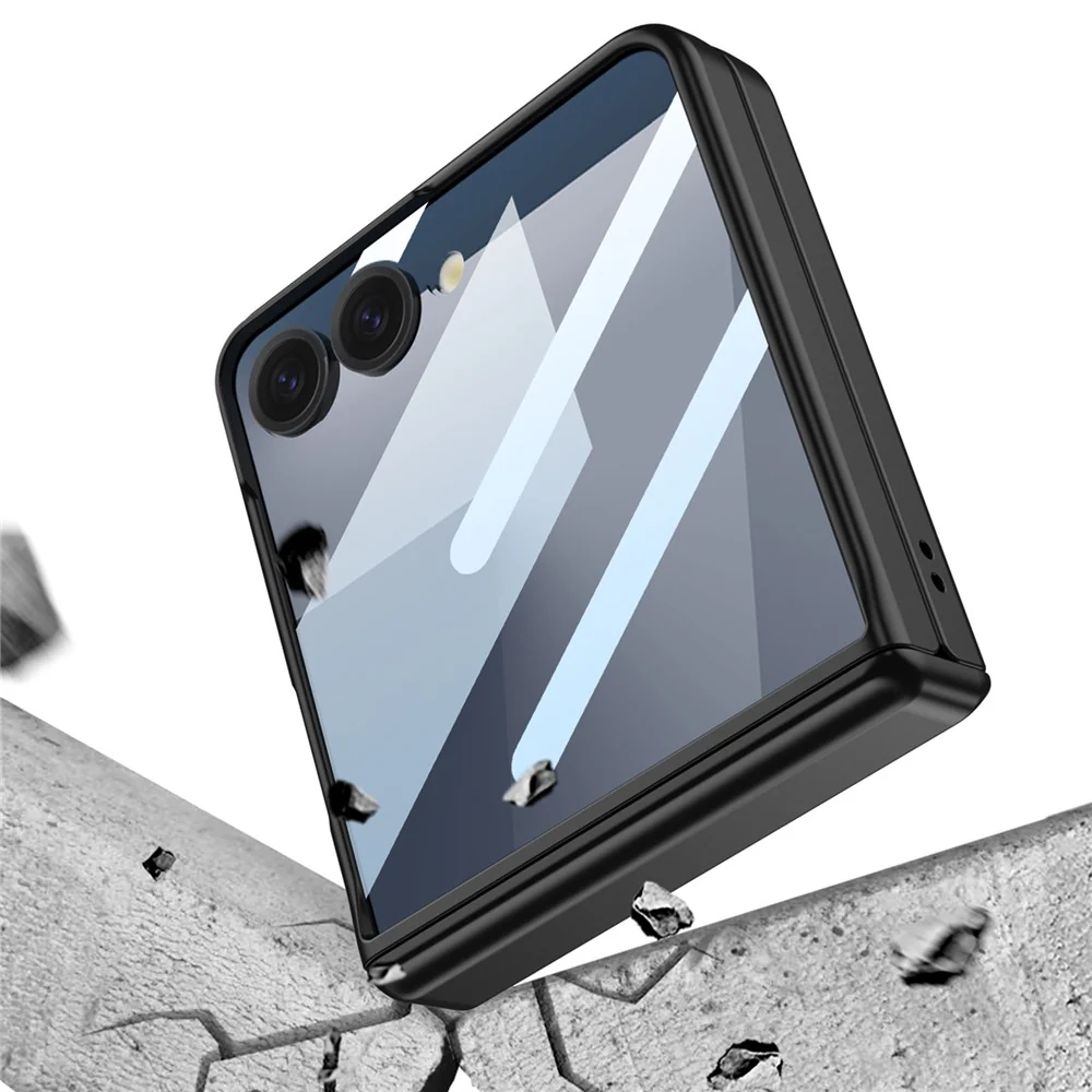GKK For Samsung Galaxy Z Flip7 5G Magnetic Case Hinge Protection PC + Tempered Glass Slim Phone Cover - Grey - Image 7