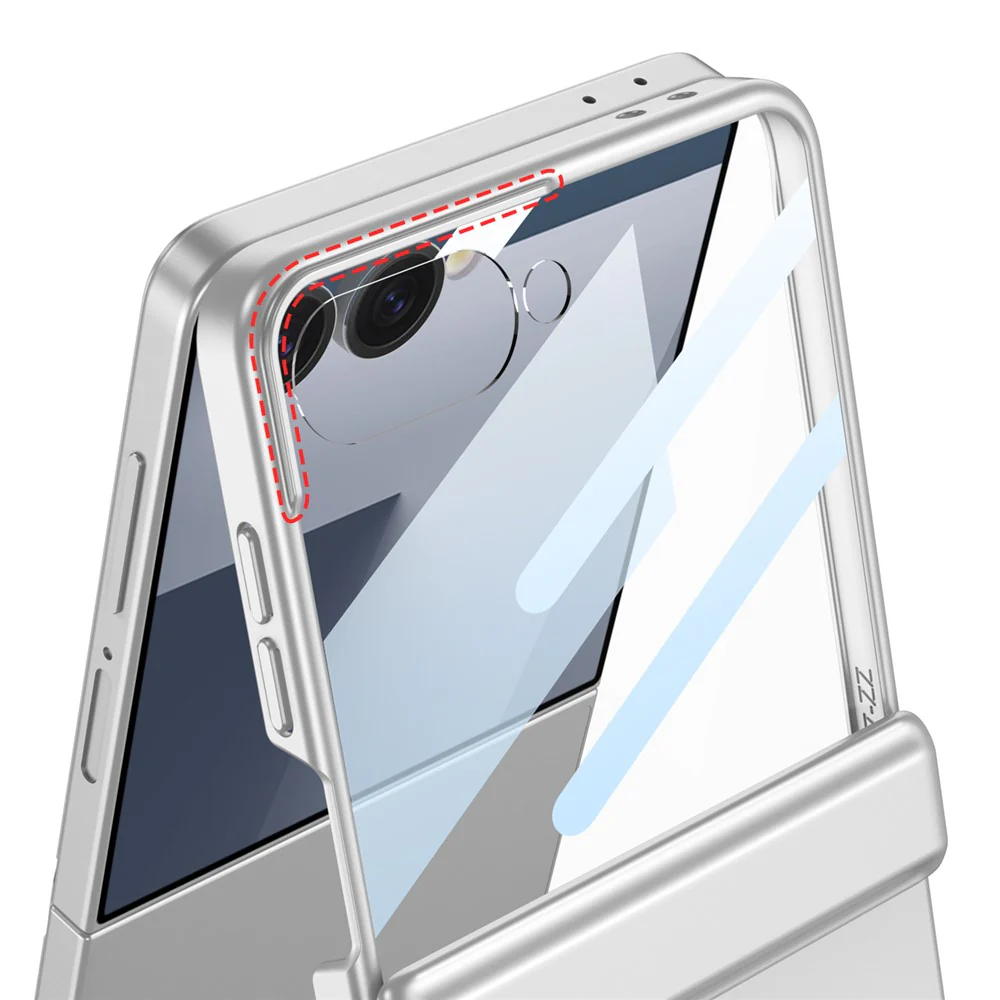 GKK For Samsung Galaxy Z Flip7 5G Magnetic Case Hinge Protection PC + Tempered Glass Slim Phone Cover - Silver - Image 4