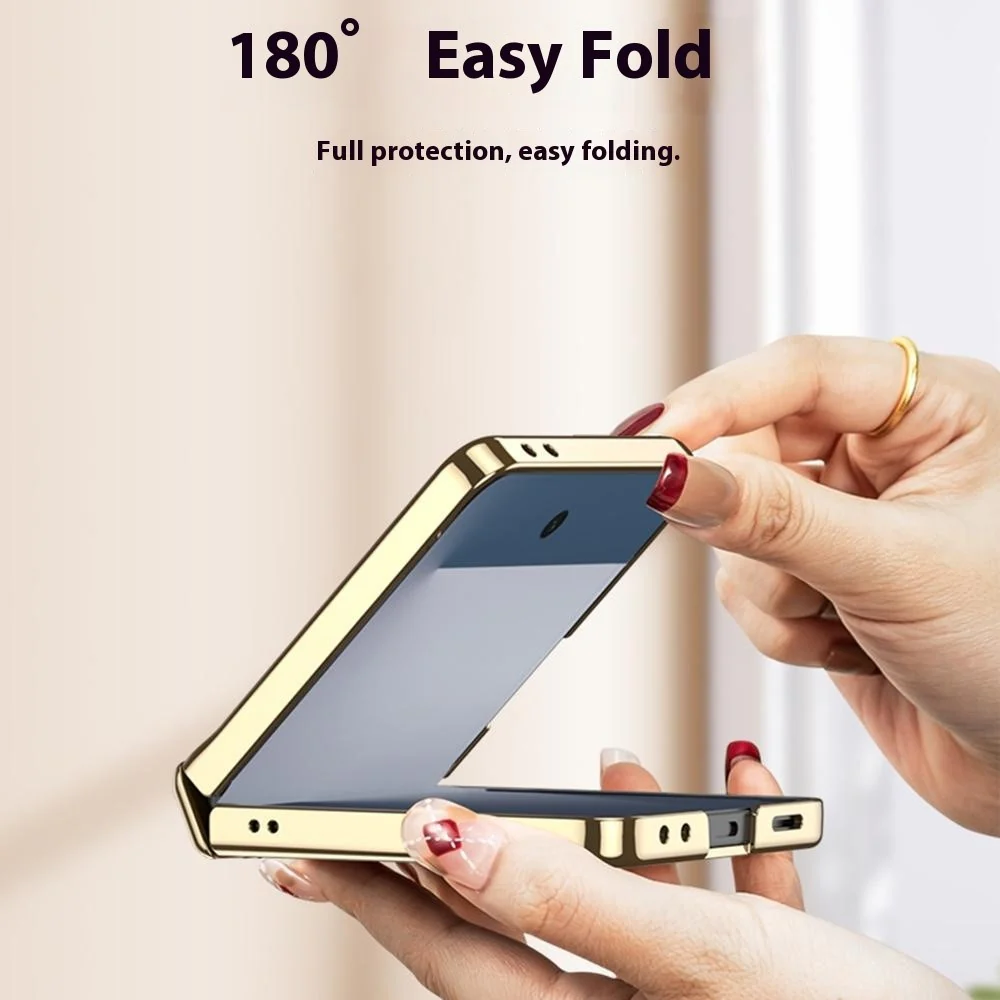GKK For Samsung Galaxy Z Flip7 5G Magnetic Case Hinge Protection PU PC Tempered Glass Phone Cover - Black - Image 8