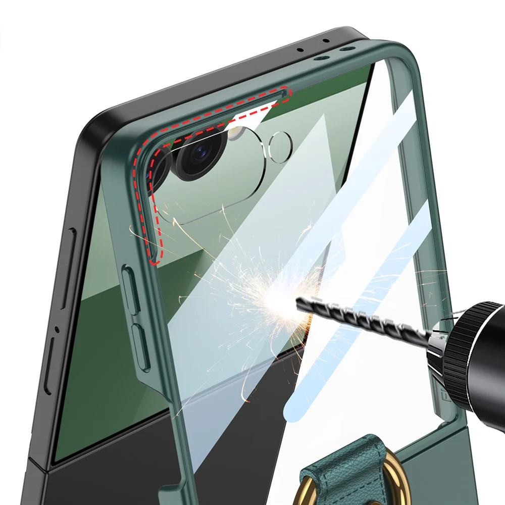 GKK For Samsung Galaxy Z Flip7 5G Magnetic Case PC + Tempered Glass Slim Phone Cover with Kickstand - Grey - Image 8