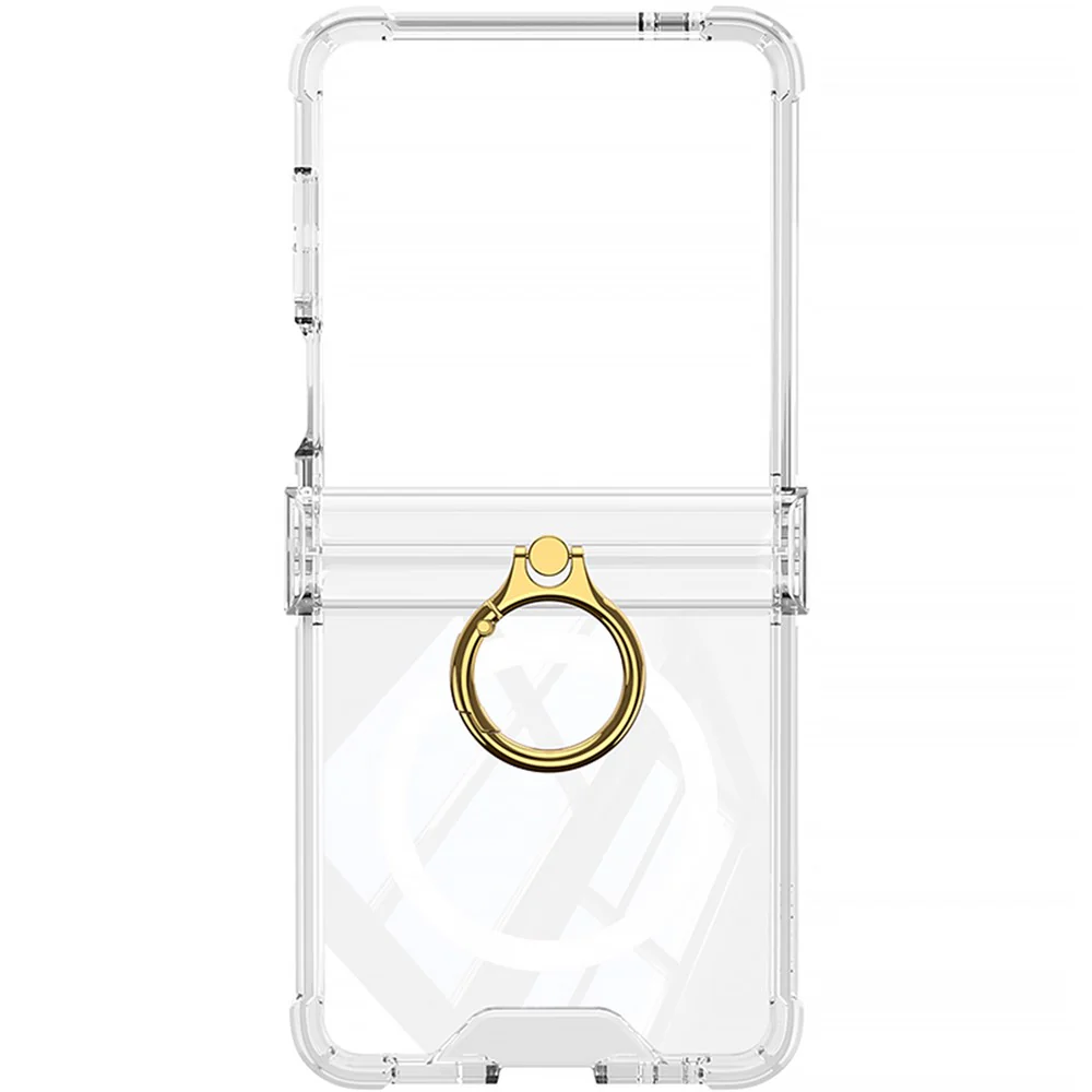 GKK For Samsung Galaxy Z Flip7 5G Magnetic Case with Ring Holder Airbag Hinge Protection Shockproof Phone Cover - Transparent - Image 5