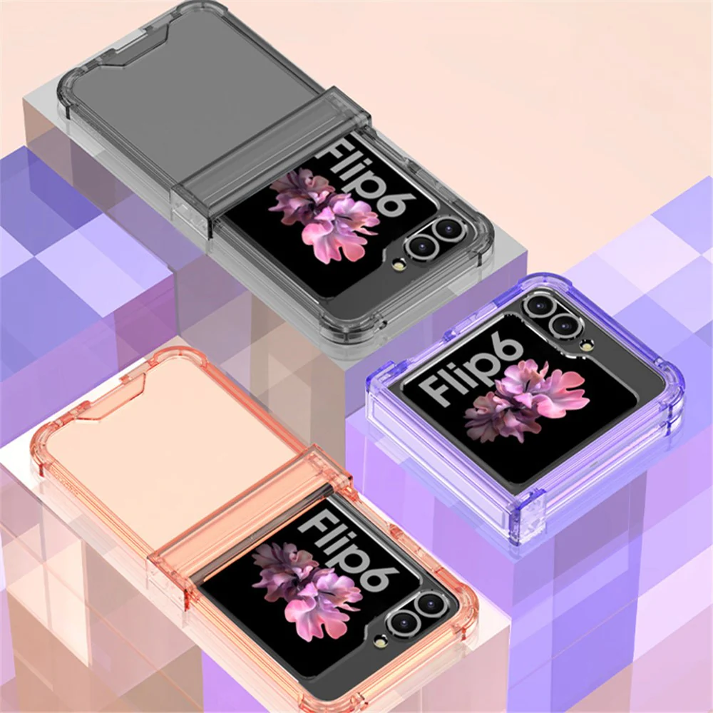 GKK For Samsung Galaxy Z Flip7 FE 5G / Z Flip6 5G Airbag Cushion Hinge Phone Cases TPU+PC Folding Phone Cover - Transparent - Image 7