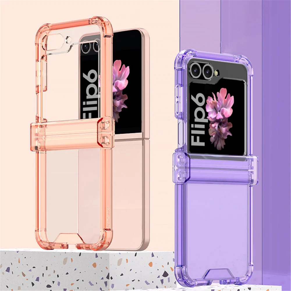 GKK For Samsung Galaxy Z Flip7 FE 5G / Z Flip6 5G Airbag Cushion Hinge Phone Cases TPU+PC Folding Phone Cover - Transparent Purple - Image 6